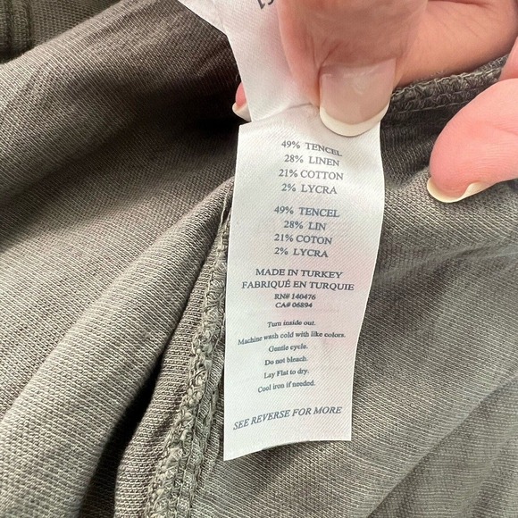 FAHERTY Arlie Jumpsuit Women Medium Green Linen Blend Long Sleeve Stretch - Picture 16 of 16